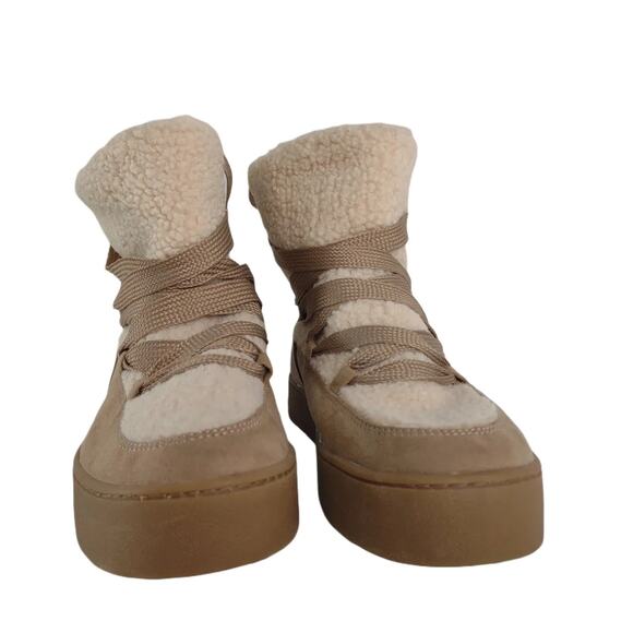 NWT Universal Thread Birgitte Women's 7.5 Lace-Up Platform Sherpa Boots Pull-On - Picture 5 of 9